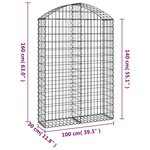 vidaXL Panier de gabions arqué 100x30x140/160 cm Fer galvanisé