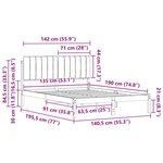 vidaXL Cadre de lit avec tête de lit rembourrée Gris foncé