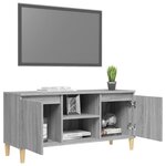vidaXL Meuble TV avec pieds en bois solide Sonoma gris 103 5x35x50 cm