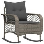 vidaXL Chaise à bascule de jardin avec coussins gris résine tressée