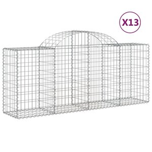 vidaXL Paniers à gabions arqués 13 Pièces 200x50x80/100 cm Fer galvanisé