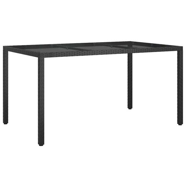 vidaXL Table de jardin pour repas Noir 150 x 90 x 75 cm Poly rotin
