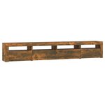 vidaXL Meuble TV avec lumières LED Chêne fumé 240x35x40 cm
