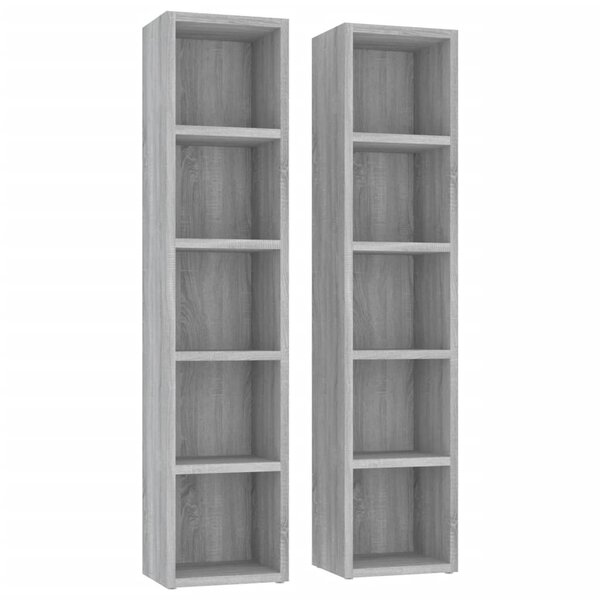 vidaXL Armoires à CD 2 Pièces Sonoma gris 21x16x93 5 cm Bois d'ingénierie