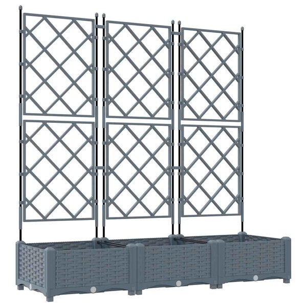 vidaXL Bac à fleurs avec Treillis 3 Pièces Gris clair 120 x 40 x 125.5 cm
