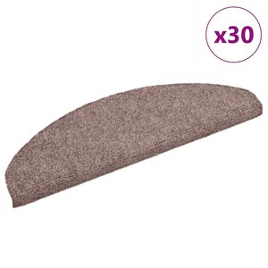 vidaXL Tapis d'escalier auto-adhésifs 30 pièces 65 x 21 x 4 cm Marron clair Demi-rond Grand