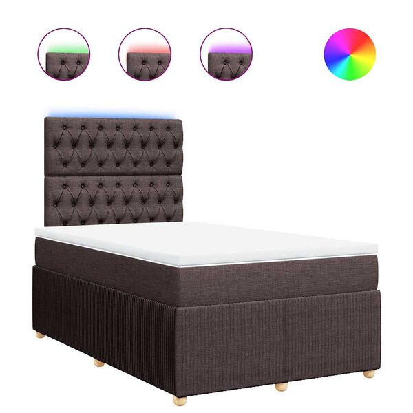 vidaXL Sommier à lattes de lit et matelas marron foncé 120x190cm tissu