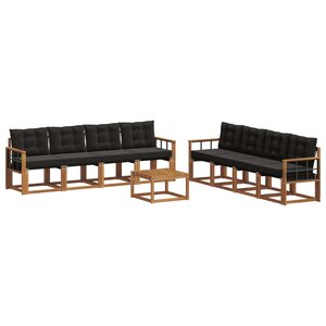 vidaXL Ensemble de canapés d'extérieur 9 pc Naturel et Noir