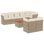 vidaXL Salon de jardin avec coussins 9 Pièces beige résine tressée
