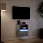 vidaXL Meuble TV mural avec lumières LED gris béton 41x31x45 cm