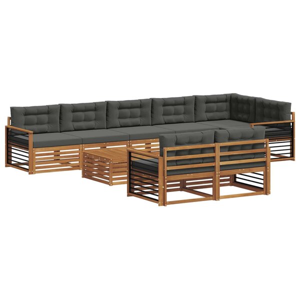 vidaXL Ensemble de canapés d'extérieur 9 pc Naturel et Anthracite