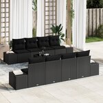 vidaXL Ensemble de Canapé de Jardin de 7 Pièces avec Coussins Noir Rotin Poly
