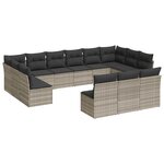 vidaXL Salon de jardin avec coussins 13 Pièces gris clair résine tressée