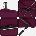 vidaXL Parasol banane à mât déporté Rouge bordeaux 294 x 294 x 248 cm