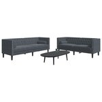 vidaXL Ensemble de canapé Chesterfield et traversins 2 Pièces gris foncé