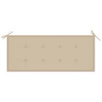 vidaXL Banc Batavia avec coussin beige 120 cm Bois de teck massif