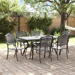 vidaXL Ensemble de salle à manger de jardin 7 pièces en aluminium coulé noir