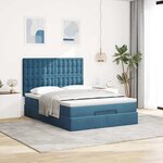 vidaXL Cadre de lit ottoman avec matelas bleu foncé 140x200 cm velours