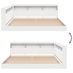 vidaXL Lit avec bibliothèque Blanc 200x200 cm Bois reconstitué
