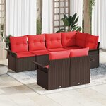 vidaXL Ensemble de canapé de jardin 7 Pièces Marron Poly rotin