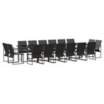 vidaXL Ensemble de salle à manger pour jardin 17 Pièces Noir Acier