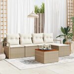 vidaXL Ensemble de canapé de jardin 6 Pièces Beige et blanc
