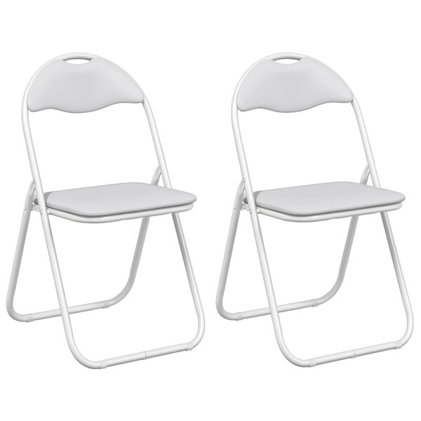 vidaXL Chaise pliante 2 pc Simili cuir Blanc 48 x 43 5 x 81 cm