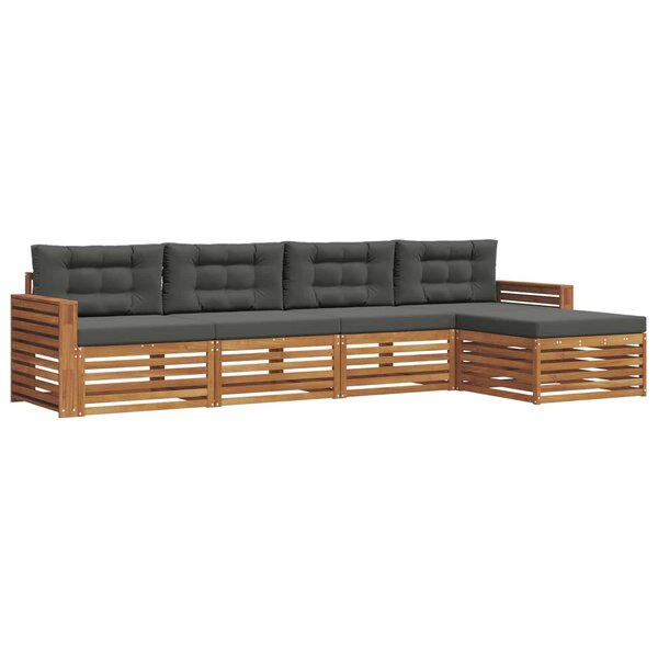 vidaXL Ensemble de canapés d'extérieur 5 pc Naturel et Anthracite