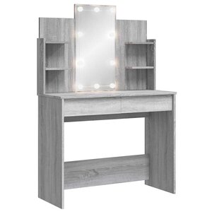vidaXL Coiffeuse avec lumières LED sonoma gris 96x40x142 cm