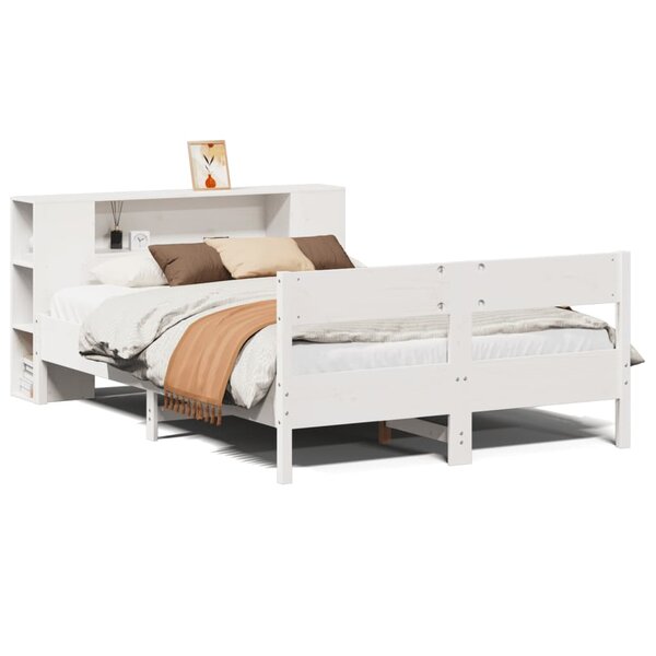 vidaXL Lit bibliothèque sans matelas blanc 120x200 cm bois pin massif