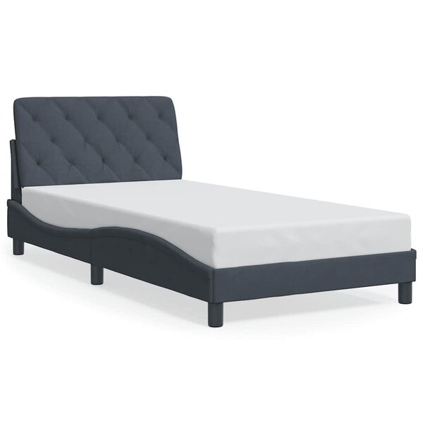 vidaXL Cadre de lit sans matelas gris foncé 100x203 cm velours