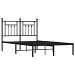 vidaXL Cadre de lit métal avec tête de lit noir 135x190 cm