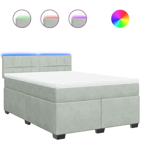 vidaXL Sommier à lattes de lit et matelas Gris clair 140x200cm Velours