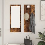 vidaXL Porte-manteau mural avec étagère avec stockage avec miroir Chêne fumé 70 x 10 x 90 cm