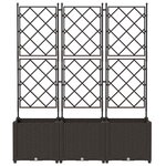 vidaXL Bac à fleurs avec Treillis 3 Pièces Marron 120 x 40 x 143 cm PP