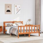 vidaXL Cadre de lit et tête de lit sans matelas cire marron 120x190 cm