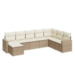 vidaXL Salon de jardin avec coussins 8 Pièces beige résine tressée