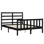 vidaXL Cadre de lit avec tête de lit noir 140x190 cm bois massif
