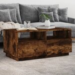 vidaXL Table basse avec lumières LED chêne fumé 90x49x40 cm