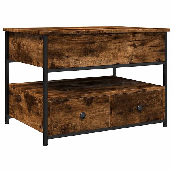 vidaXL Table basse chêne fumé 70x50x50 cm bois d'ingénierie et métal
