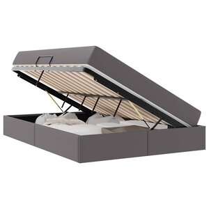 vidaXL Lit avec rangement et matelas avec matelas 2 Pièces Gris Cuir