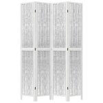 vidaXL Cloison de séparation 4 panneaux blanc bois de paulownia massif