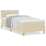 vidaXL Lit boxspring avec matelas Crème 100 x 200 cm tissu