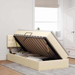 vidaXL Lit avec rangement et LED avec matelas Crème 100 x 200 cm tissu
