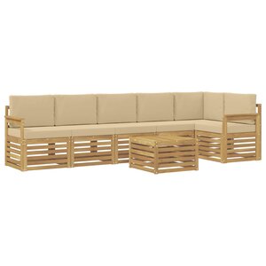vidaXL Ensemble de canapés d'extérieur 7 pc Blanc et Beige Polyester