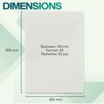 ACROPAQ 50 Pochettes de plastification A3 - 125 mic  50 Feuilles de plastification Standard- Brillantes  Qualité- Coins arrondis