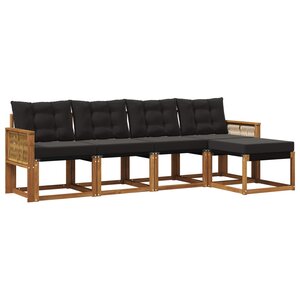 vidaXL Ensemble de canapés d'extérieur 5 pc Naturel et noir