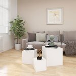 vidaXL Tables d'appoint 3 Pièces Blanc Bois d’ingénierie