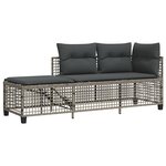 vidaXL Salon de jardin d'angle avec coussins 3 Pièces gris résine tressée