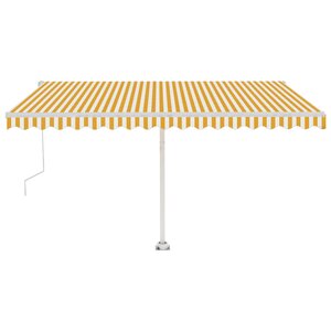 vidaXL Auvent automatique capteur de vent LED 450x350cm Jaune et blanc